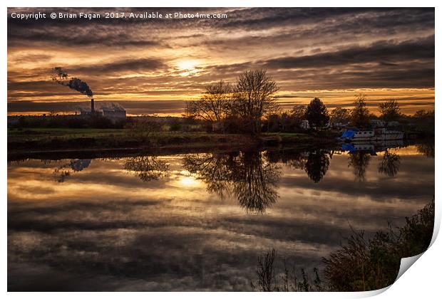 Golden sky over the Trent Print by Brian Fagan
