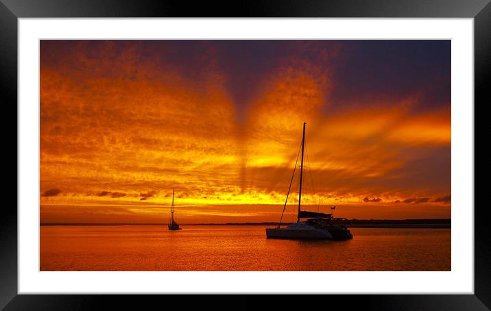 Orange Sunset Seascape. Framed Mounted Print by Geoff Childs