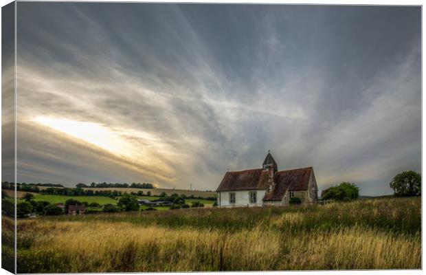 St Huberts Church, Idsworth Canvas Print by Colin Stock