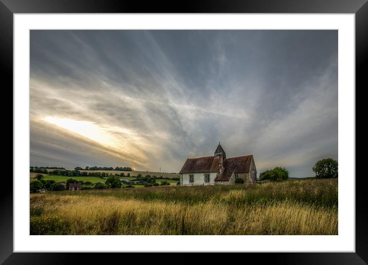 St Huberts Church, Idsworth Framed Mounted Print by Colin Stock