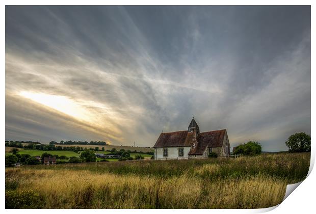 St Huberts Church, Idsworth Print by Colin Stock