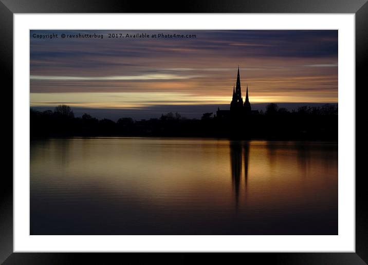 Lichfield Cathedral Sunset Reflection Framed Mounted Print by rawshutterbug 