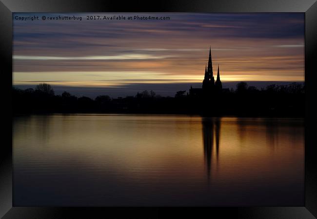 Lichfield Cathedral Sunset Reflection Framed Print by rawshutterbug 
