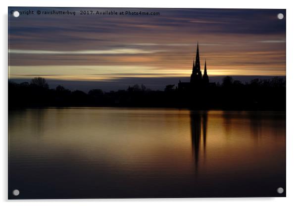 Lichfield Cathedral Sunset Reflection Acrylic by rawshutterbug 