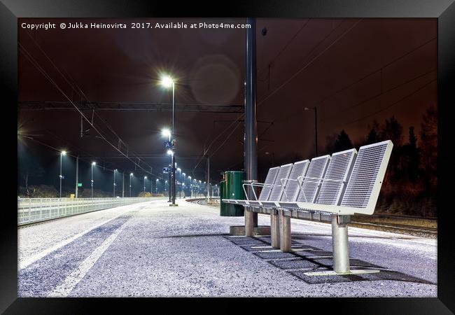 Empty Seats at the Railway Station Framed Print by Jukka Heinovirta
