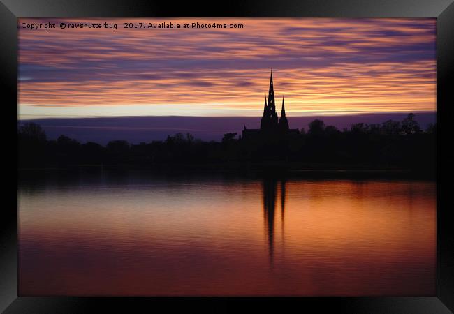 Sunset Reflection At The Lichfield Cathedral Framed Print by rawshutterbug 