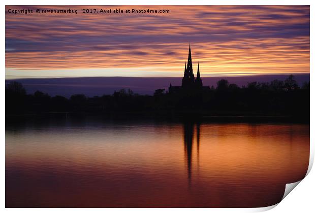 Sunset Reflection At The Lichfield Cathedral Print by rawshutterbug 