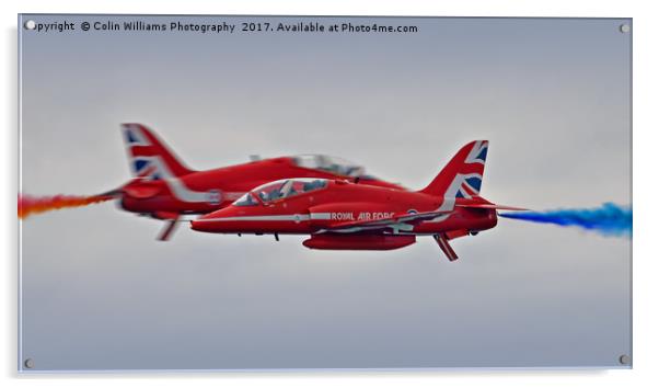 The Red Arrows Synchro Pair At Blackpool Airshow Acrylic by Colin Williams Photography