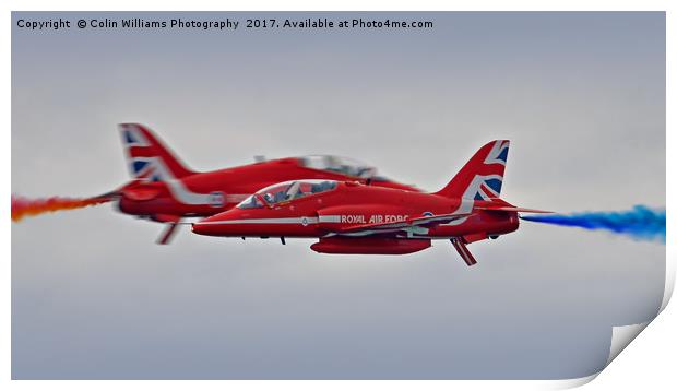 The Red Arrows Synchro Pair At Blackpool Airshow Print by Colin Williams Photography
