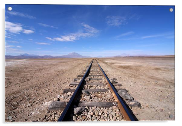 Train Tracks In The Desert  Acrylic by Aidan Moran