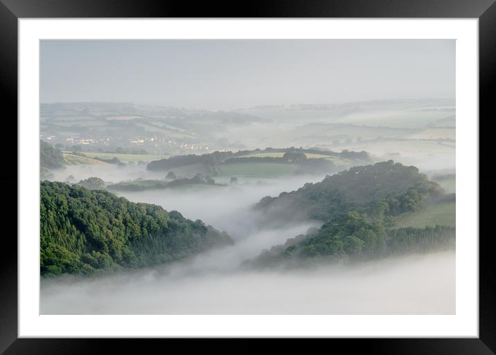 Haddeo Valley Mists Framed Mounted Print by Bob Small