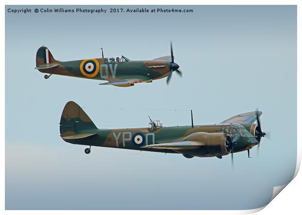 Spitfire And Blenheim Duxford  2017 Print by Colin Williams Photography