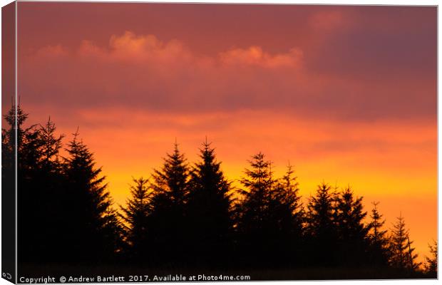 Rhigos Viewpoint, South Wales, UK, at sunset. Canvas Print by Andrew Bartlett