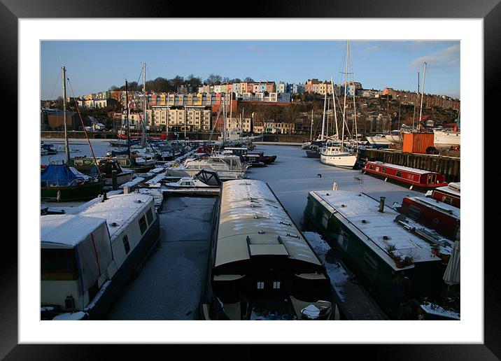 Icy Docks In Bristol Framed Mounted Print by mark blower