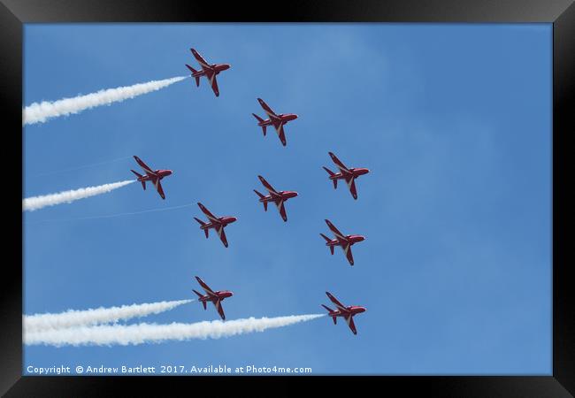 RAF Red Arrows performing at Swansea Air Show 2016 Framed Print by Andrew Bartlett