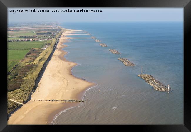 Sea Palling from the Air Framed Print by Paula Sparkes