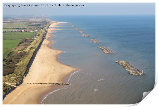 Sea Palling from the Air Print by Paula Sparkes