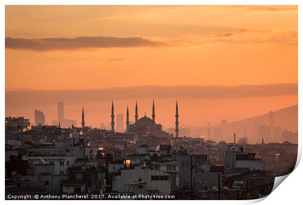 Dawn over Istanbul Print by Anthony Plancherel
