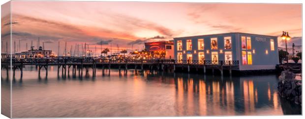 Sunset shopping at the Marina Canvas Print by Naylor's Photography