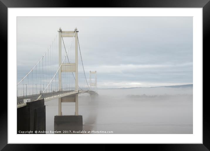 Severe fog at the Severn Bridge, UK. Framed Mounted Print by Andrew Bartlett