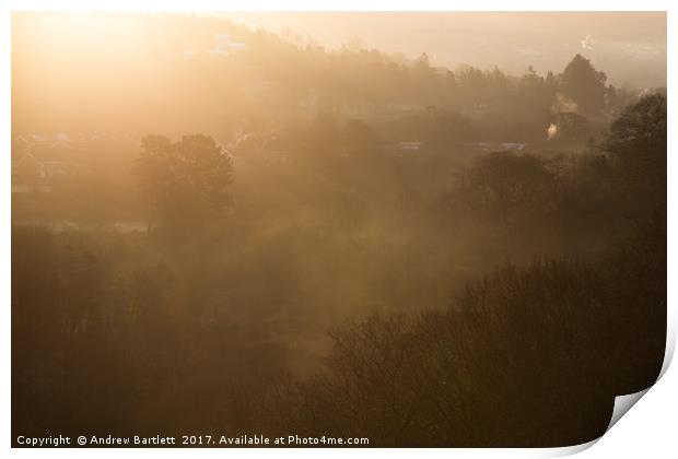 Sunrise at Cefn Coed, Merthyr Tydfil, UK. Print by Andrew Bartlett