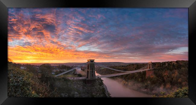 Clifton Suspension Bridge Sunrise Framed Print by Barry Maytum