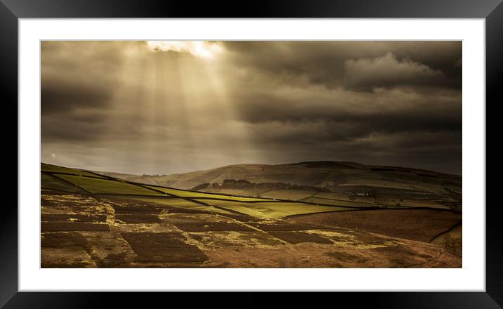 Crepuscular rays over the Yorkshire Dales Framed Mounted Print by Peter Scott