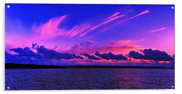 Pink splendour a coastal fantasy sunrise. Acrylic by Geoff Childs