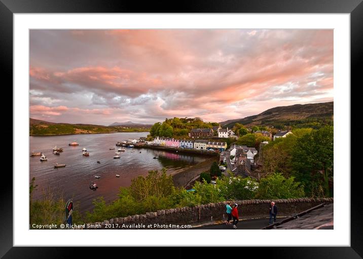 Sunset colour over Loch portree Framed Mounted Print by Richard Smith