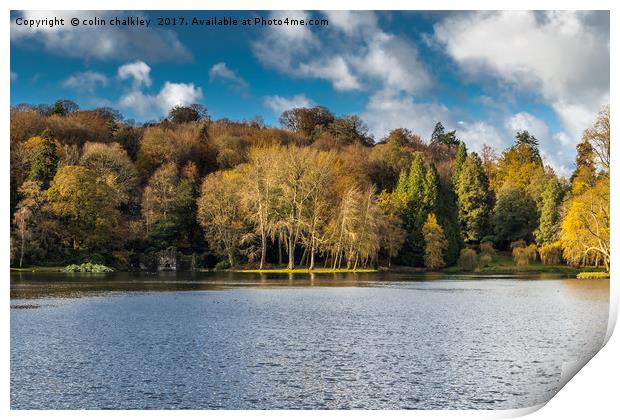 Late November afternoon at Stourhead Gardens Print by colin chalkley
