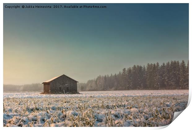Morning On The Snowy Fields Print by Jukka Heinovirta