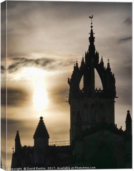 the spire of St Giles Cathedral on the Royal Mile  Canvas Print by Photogold Prints