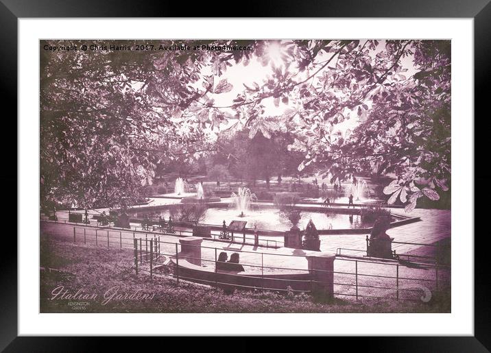 Italian Gardens - Kensington Gardens Framed Mounted Print by Chris Harris