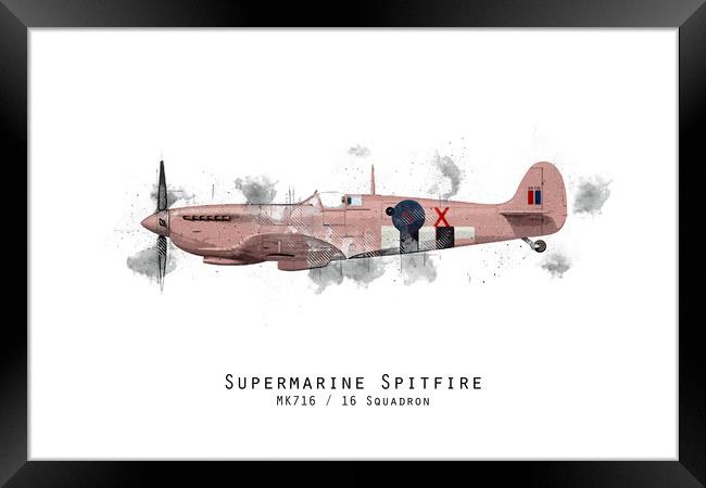 Spitfire Sketch - MK716 Framed Print by J Biggadike