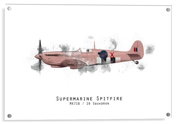 Spitfire Sketch - MK716 Acrylic by J Biggadike