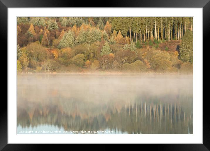  Llwyn-onn reservoir, South Wales, UK, during morn Framed Mounted Print by Andrew Bartlett