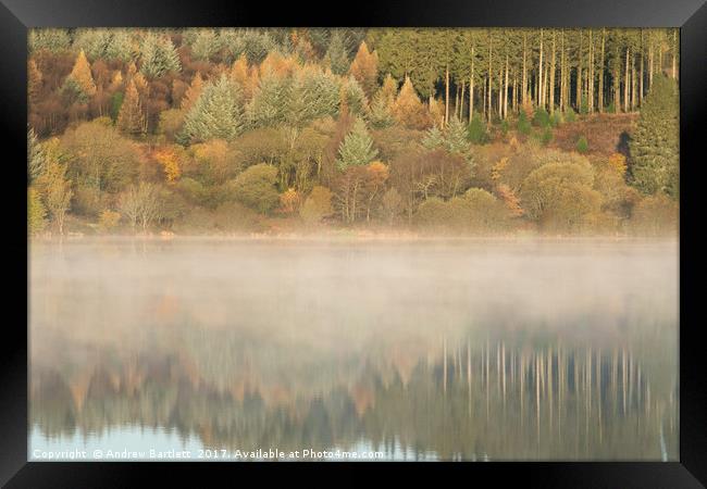  Llwyn-onn reservoir, South Wales, UK, during morn Framed Print by Andrew Bartlett