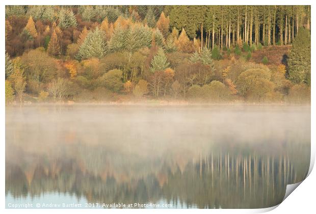  Llwyn-onn reservoir, South Wales, UK, during morn Print by Andrew Bartlett