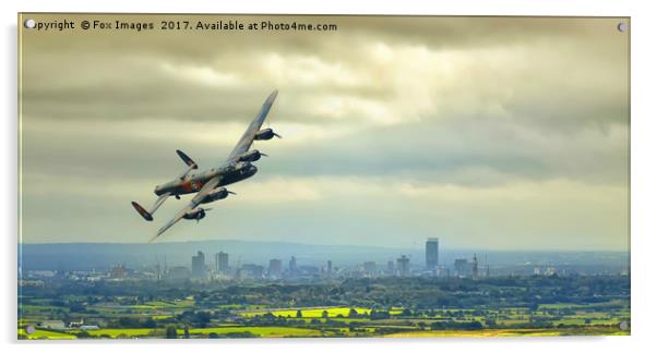 Lancaster bomber over manchester Acrylic by Derrick Fox Lomax