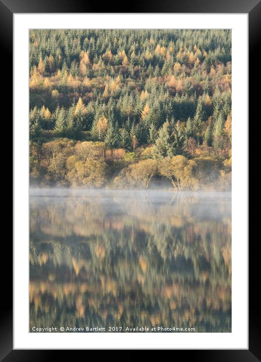 Llwyn-Onn reservoir, South Wales, UK, during morni Framed Mounted Print by Andrew Bartlett