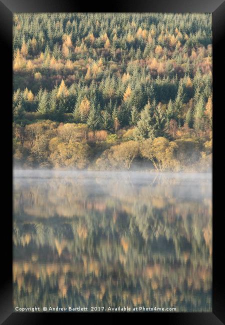 Llwyn-Onn reservoir, South Wales, UK, during morni Framed Print by Andrew Bartlett