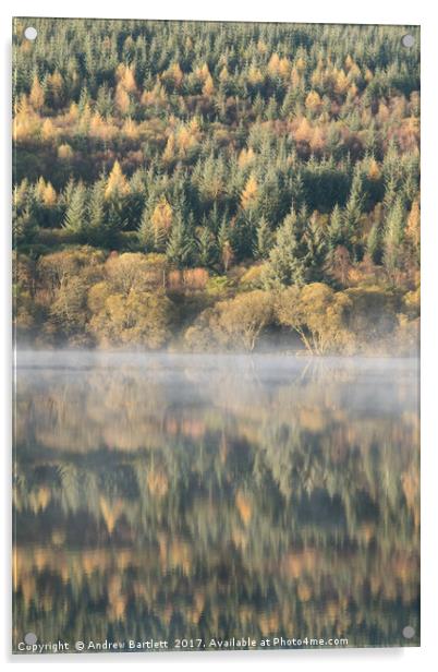 Llwyn-Onn reservoir, South Wales, UK, during morni Acrylic by Andrew Bartlett