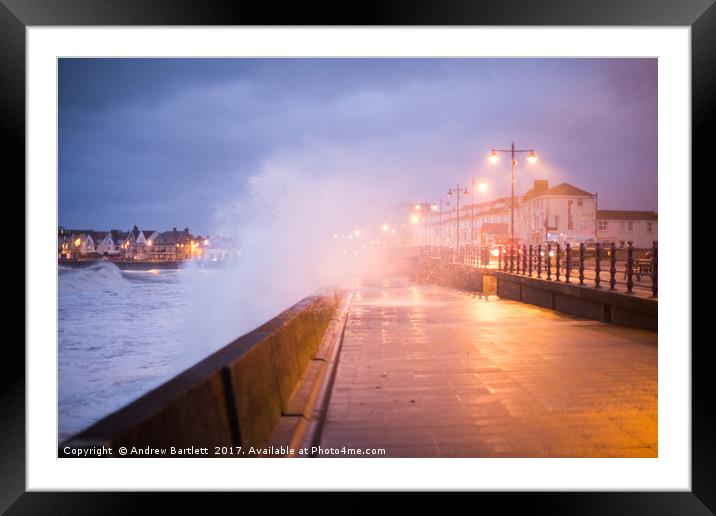 Porthcawl, South Wales, UK, during Storm Brian. Framed Mounted Print by Andrew Bartlett