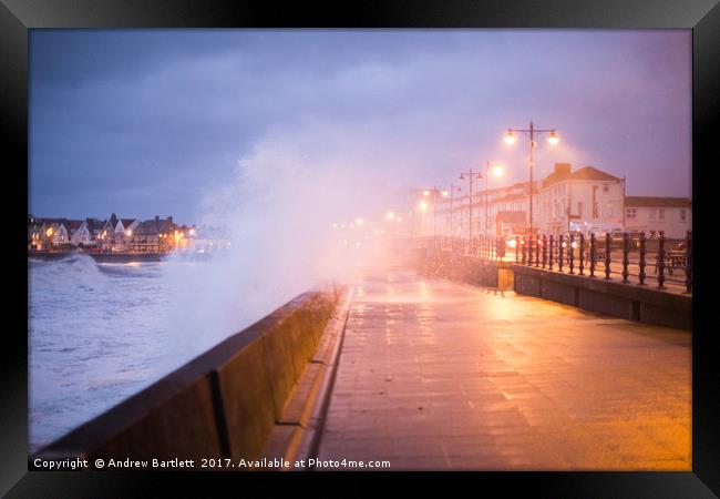 Porthcawl, South Wales, UK, during Storm Brian. Framed Print by Andrew Bartlett