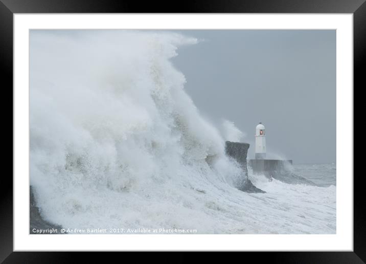 Porthcawl, South Wales, UK, during Storm Brian. Framed Mounted Print by Andrew Bartlett