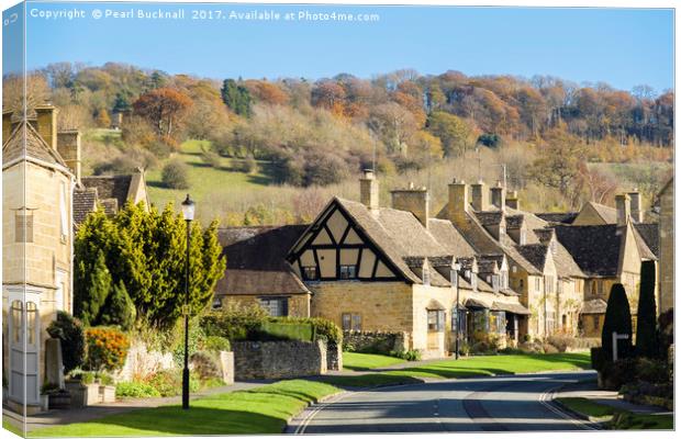 Cotswold Cottages in Broadway  Canvas Print by Pearl Bucknall
