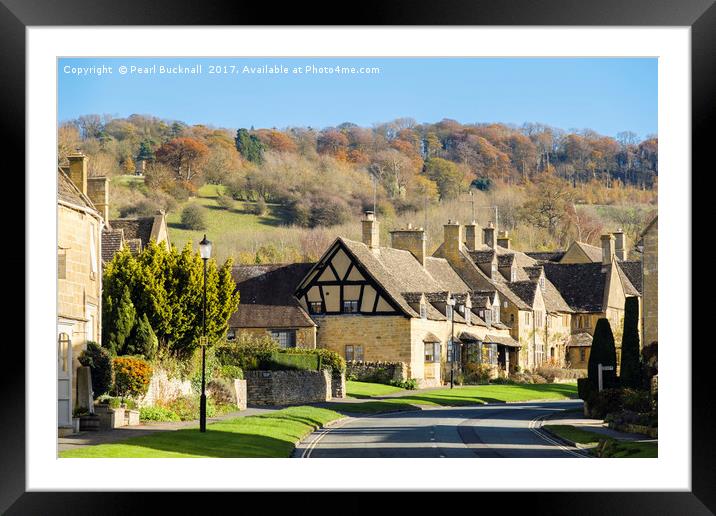 Cotswold Cottages in Broadway  Framed Mounted Print by Pearl Bucknall