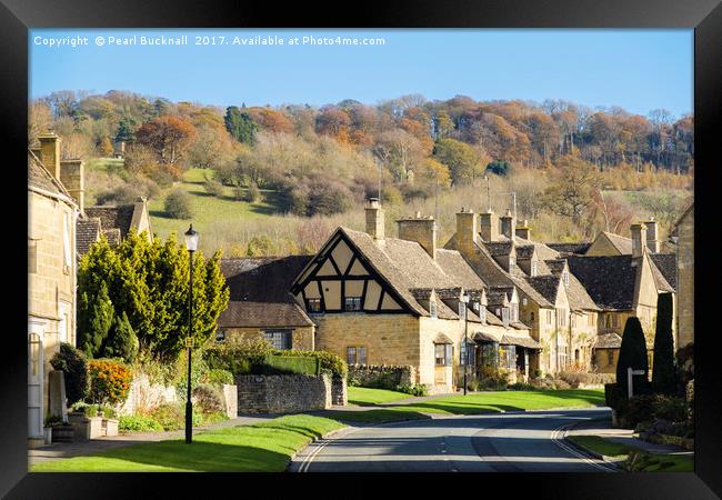 Cotswold Cottages in Broadway  Framed Print by Pearl Bucknall