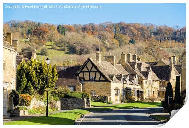 Cotswold Cottages in Broadway  Print by Pearl Bucknall