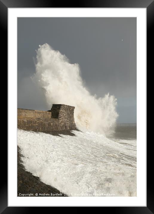 Porthcawl, South Wales, UK, during Storm Doris Framed Mounted Print by Andrew Bartlett